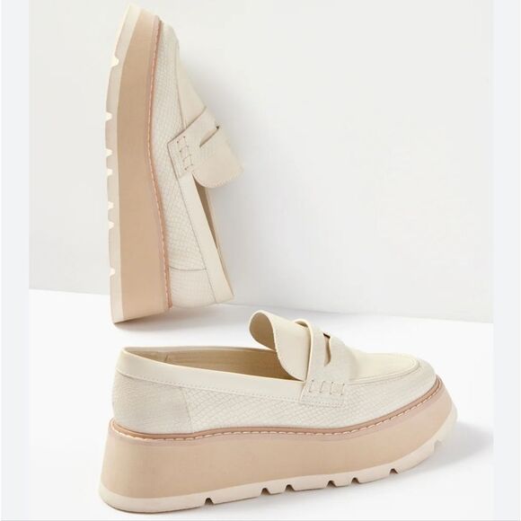 Dolce Vita Tieko Platform Loafer in Cream & Tan Size 8 - Picture 1 of 13